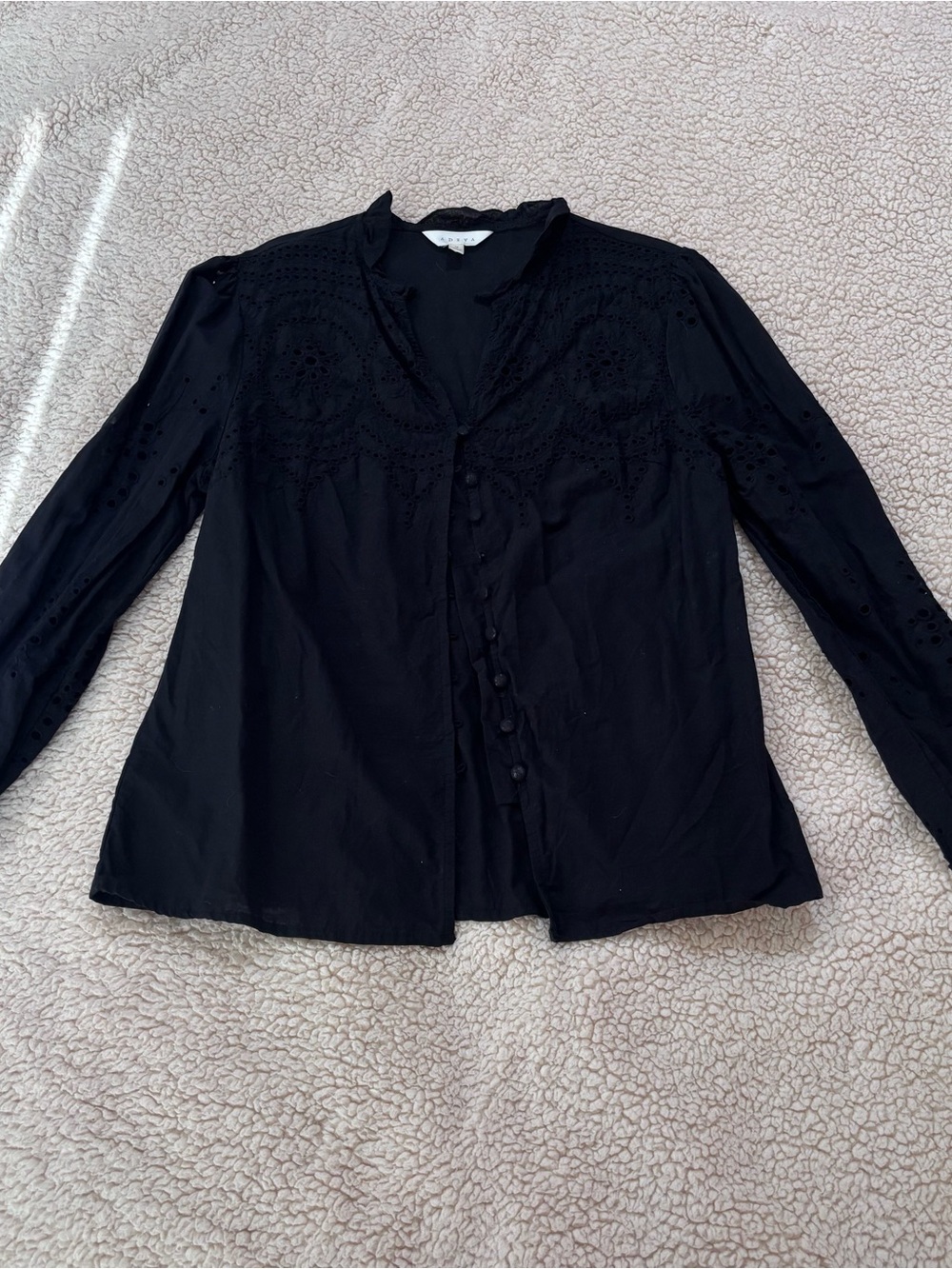 Adiva Black Eyelet Button-Front Blouse